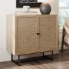 Kova Light Oak/Black Accent Cabinet Natural Cane Rattan Doors with Black Metal Base and Adjustable Shelf by Nathan James -US Pride Furniture Shop light oak black nathan james sideboards buffet tables 71301 64 1000