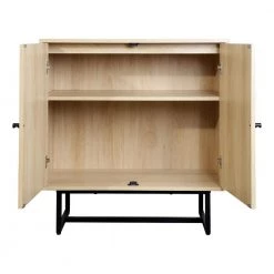 Kova Light Oak/Black Accent Cabinet Natural Cane Rattan Doors with Black Metal Base and Adjustable Shelf by Nathan James -US Pride Furniture Shop light oak black nathan james sideboards buffet tables 71301 77 1000