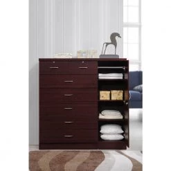 7-Drawer Mahogany Chest of Drawers with Door by HODEDAH -US Pride Furniture Shop mahogany hodedah chest of drawers hi71dr mahogany 1d 1000