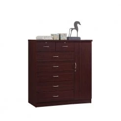 7-Drawer Mahogany Chest of Drawers with Door by HODEDAH