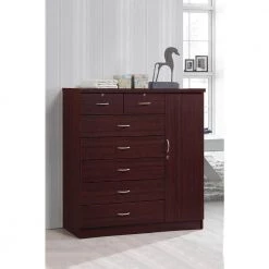 7-Drawer Mahogany Chest of Drawers with Door by HODEDAH -US Pride Furniture Shop mahogany hodedah chest of drawers hi71dr mahogany a0 1000