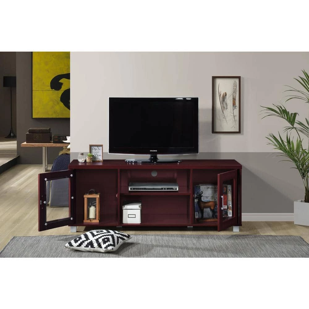 57 in. Wide Mahogany Entertainment Center Fits TV's up to 60 in. by HODEDAH 6 57 in. Wide Mahogany Entertainment Center Fits TV's up to 60 in. by HODEDAH - Image 4