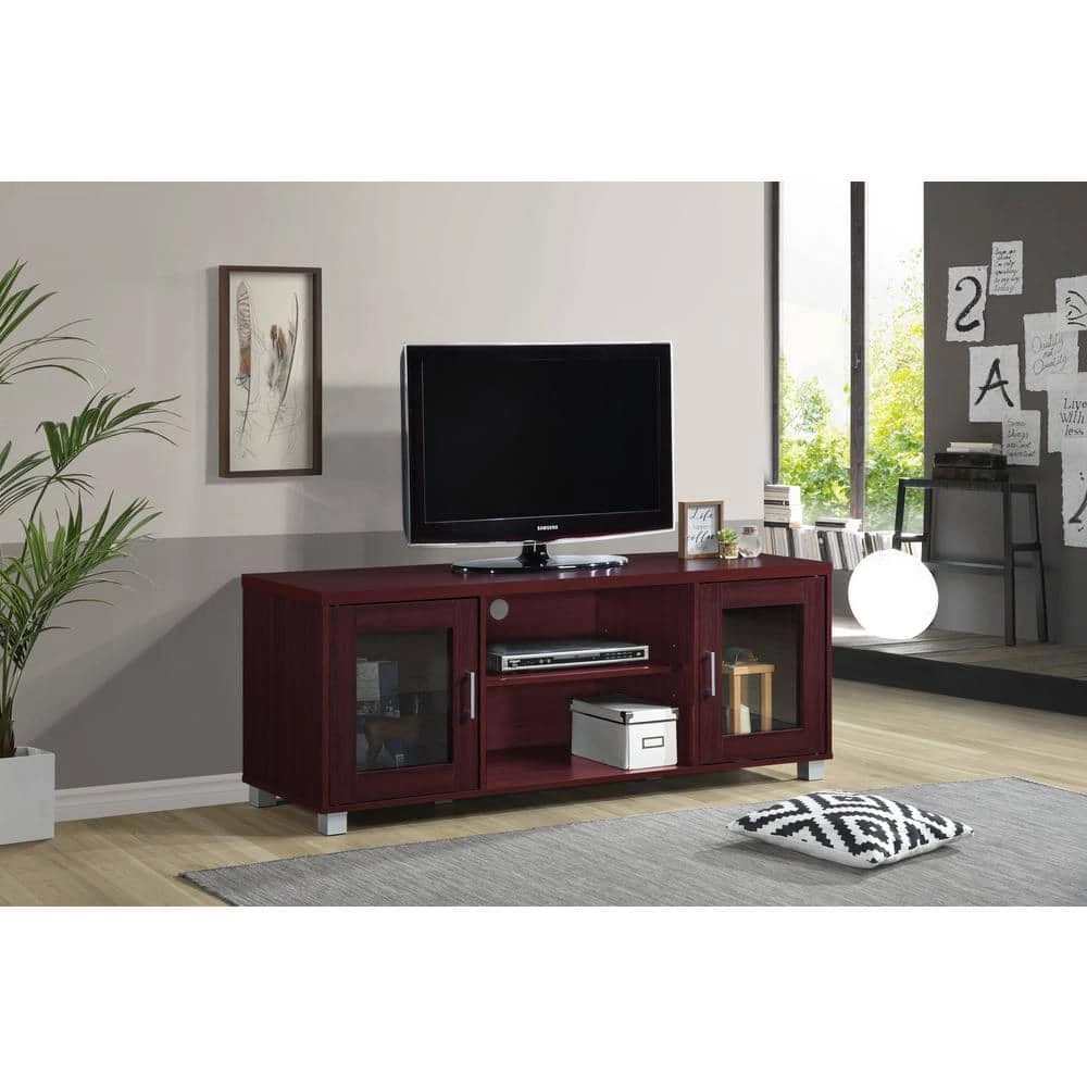 57 in. Wide Mahogany Entertainment Center Fits TV's up to 60 in. by HODEDAH 4 57 in. Wide Mahogany Entertainment Center Fits TV's up to 60 in. by HODEDAH - Image 2