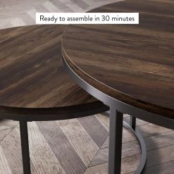 Stella 2-Piece 32 in. Black/Nutmeg Medium Round Wood Coffee Table Set with Nesting Tables by Nathan James -US Pride Furniture Shop nutmeg black nathan james coffee tables 34001 fa 1000