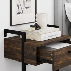 Jenny Rustic Wall Mount Nightstand with Drawer and Storage Shelf, Nutmeg Wood and Black Metal Frame by Nathan James -US Pride Furniture Shop nutmeg nathan james nightstands 34504 4f 1000
