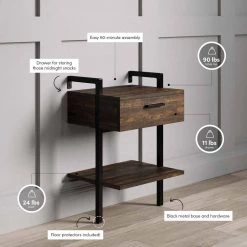 Jenny Rustic Wall Mount Nightstand with Drawer and Storage Shelf, Nutmeg Wood and Black Metal Frame by Nathan James -US Pride Furniture Shop nutmeg nathan james nightstands 34504 c3 1000