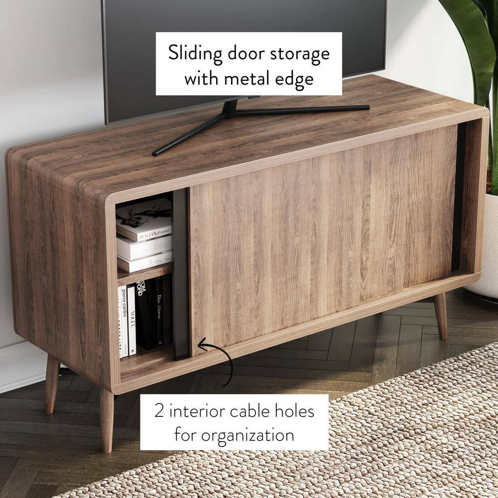 Liam 44 in. Oak and Black Wood TV Stand Fits TVs Up to 40 in. with Storage Doors by Nathan James 5 Liam 44 in. Oak and Black Wood TV Stand Fits TVs Up to 40 in. with Storage Doors by Nathan James - Image 3