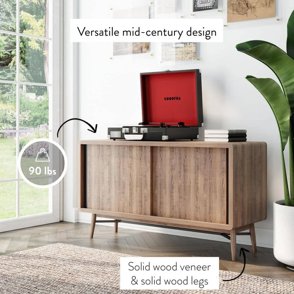 Liam 44 in. Oak and Black Wood TV Stand Fits TVs Up to 40 in. with Storage Doors by Nathan James 9 Liam 44 in. Oak and Black Wood TV Stand Fits TVs Up to 40 in. with Storage Doors by Nathan James - Image 7