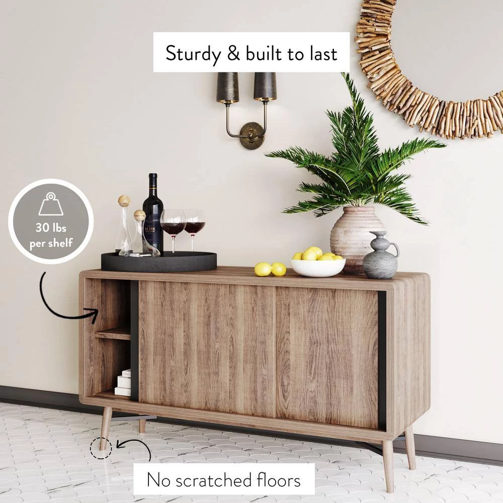 Liam 44 in. Oak and Black Wood TV Stand Fits TVs Up to 40 in. with Storage Doors by Nathan James 8 Liam 44 in. Oak and Black Wood TV Stand Fits TVs Up to 40 in. with Storage Doors by Nathan James - Image 6