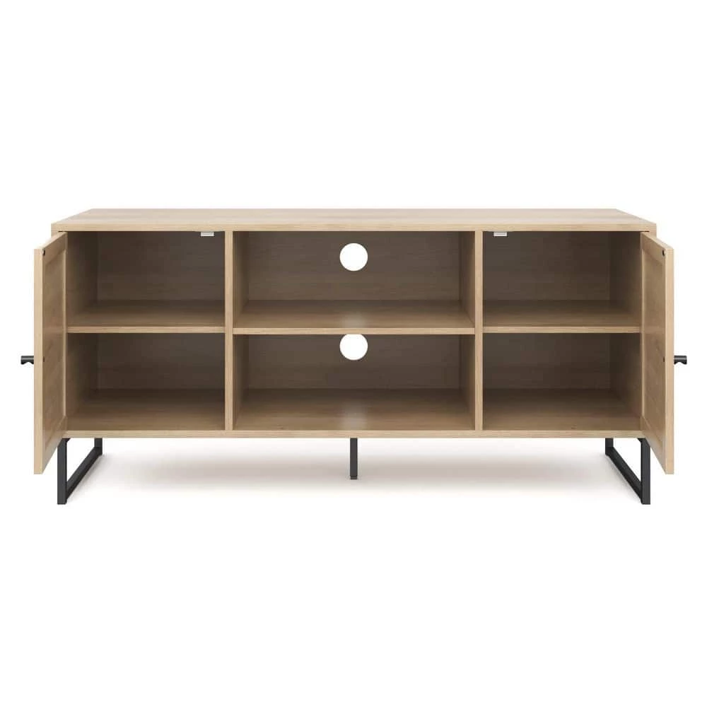 Mina 47 in. Oak and Black Composite TV Stand Fits TVs Up to 55 in. with Storage Doors by Nathan James 5 Mina 47 in. Oak and Black Composite TV Stand Fits TVs Up to 55 in. with Storage Doors by Nathan James - Image 3
