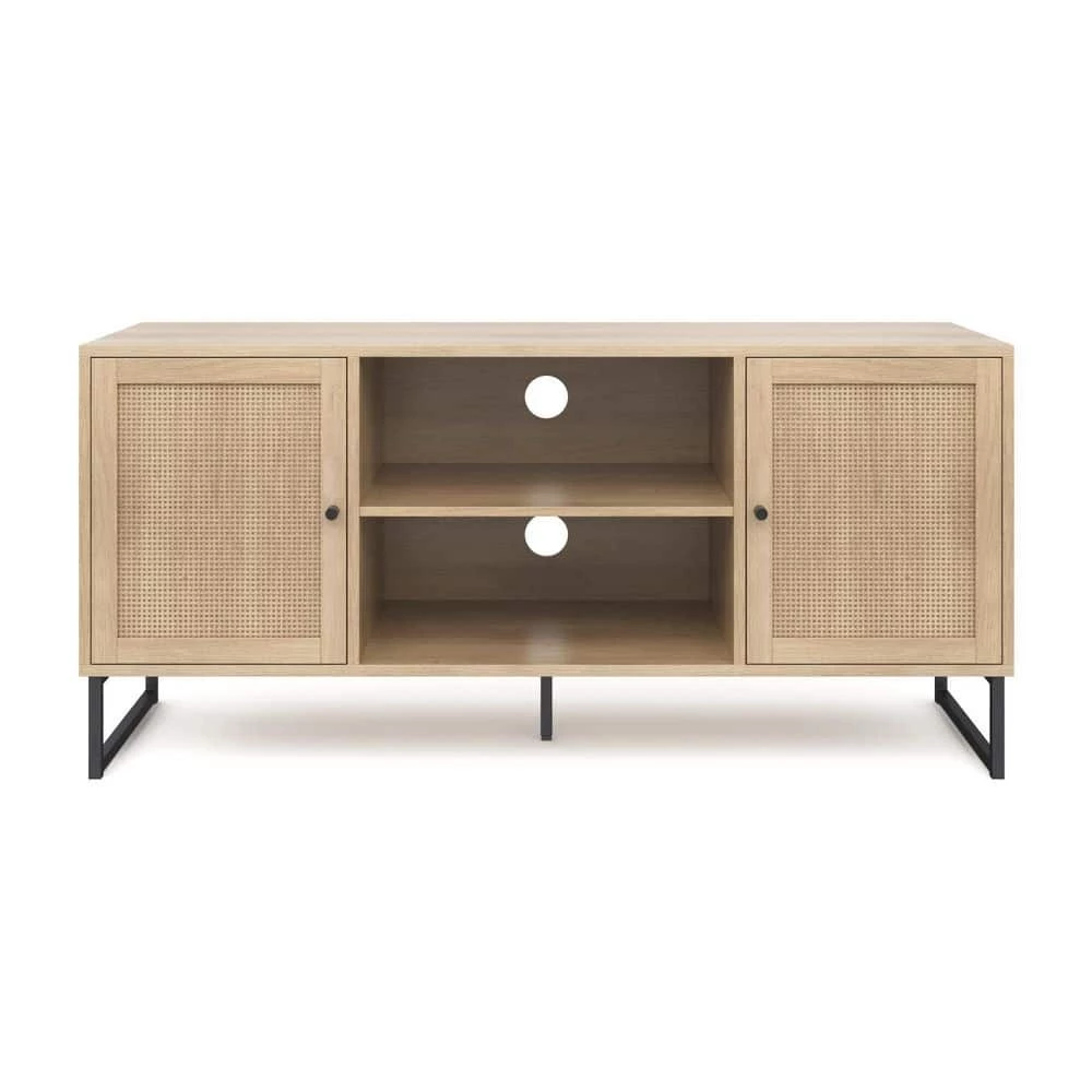 Mina 47 in. Oak and Black Composite TV Stand Fits TVs Up to 55 in. with Storage Doors by Nathan James 4 Mina 47 in. Oak and Black Composite TV Stand Fits TVs Up to 55 in. with Storage Doors by Nathan James - Image 2