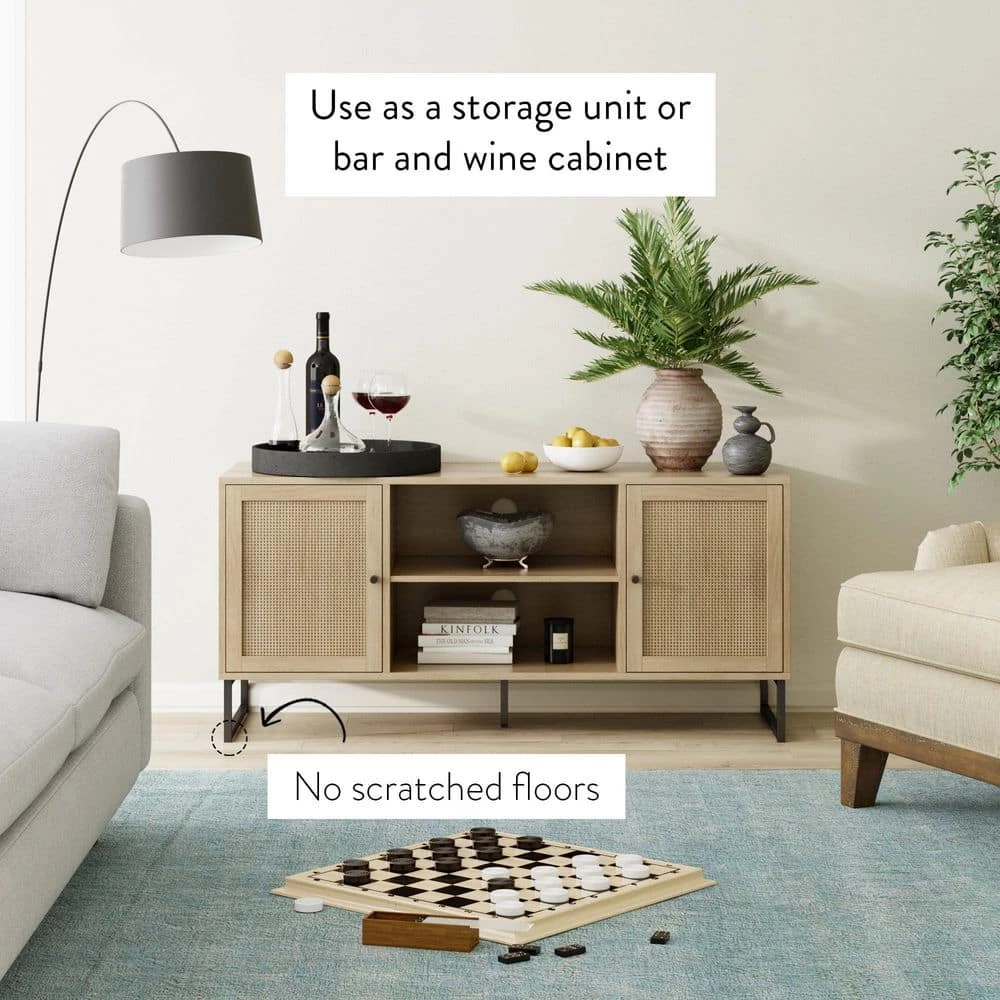 Mina 47 in. Oak and Black Composite TV Stand Fits TVs Up to 55 in. with Storage Doors by Nathan James 10 Mina 47 in. Oak and Black Composite TV Stand Fits TVs Up to 55 in. with Storage Doors by Nathan James - Image 8