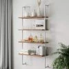 Theo Rustic Oak 64 in. 4-Shelf Wood Floating Wall Mount Shelves Bookcase and White Pipe Metal Frame by Nathan James -US Pride Furniture Shop oak white nathan james bookcases bookshelves 65702 64 1000