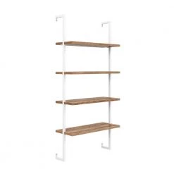 Theo Rustic Oak 64 in. 4-Shelf Wood Floating Wall Mount Shelves Bookcase and White Pipe Metal Frame by Nathan James -US Pride Furniture Shop oak white nathan james bookcases bookshelves 65702 76 1000