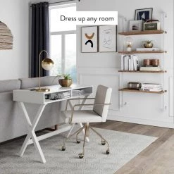 Theo Rustic Oak 64 in. 4-Shelf Wood Floating Wall Mount Shelves Bookcase and White Pipe Metal Frame by Nathan James -US Pride Furniture Shop oak white nathan james bookcases bookshelves 65702 fa 1000