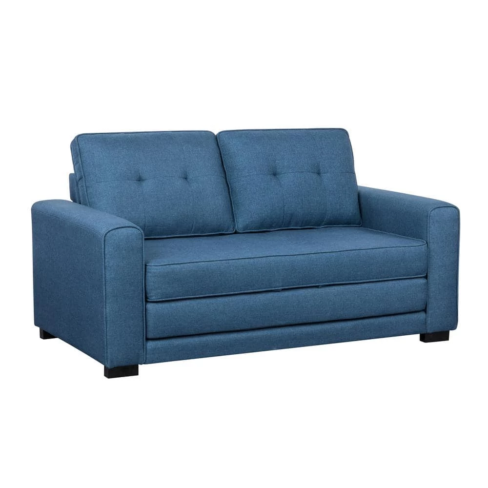 Bray 58 in. Blue Linen 2-Seater Twin Sleeper Sofa Bed with Removable Cushions by US Pride Furniture 5 Bray 58 in. Blue Linen 2-Seater Twin Sleeper Sofa Bed with Removable Cushions by US Pride Furniture - Image 3