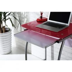 Pink Glass Laptop Desk with Pull-out Keyboard Tray by HODEDAH -US Pride Furniture Shop pink hodedah kids desks his818 pink 77 1000