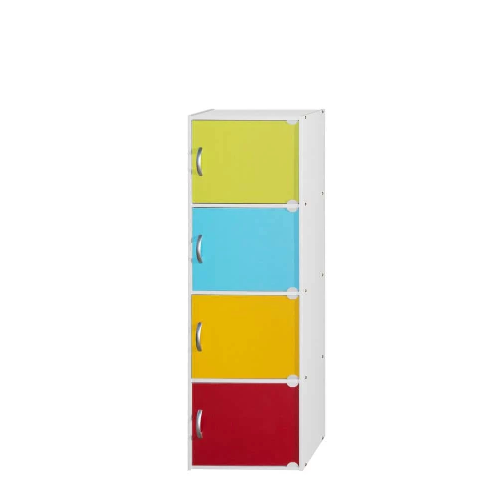47.4 in. Rainbow 4-Shelf Wood Bookcase with Doors by HODEDAH 3 47.4 in. Rainbow 4-Shelf Wood Bookcase with Doors by HODEDAH