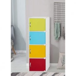 47.4 in. Rainbow 4-Shelf Wood Bookcase with Doors by HODEDAH 7 47.4 in. Rainbow 4-Shelf Wood Bookcase with Doors by HODEDAH -US Pride Furniture Shop rainbow hodedah bookcases bookshelves hid4 rainbow c3 1000