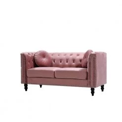 Vivian 64.2 in. Rose Velvet 2-Seater Chesterfield Loveseat with Nailheads by US Pride Furniture -US Pride Furniture Shop rose us pride furniture loveseats s5611 l 40 1000