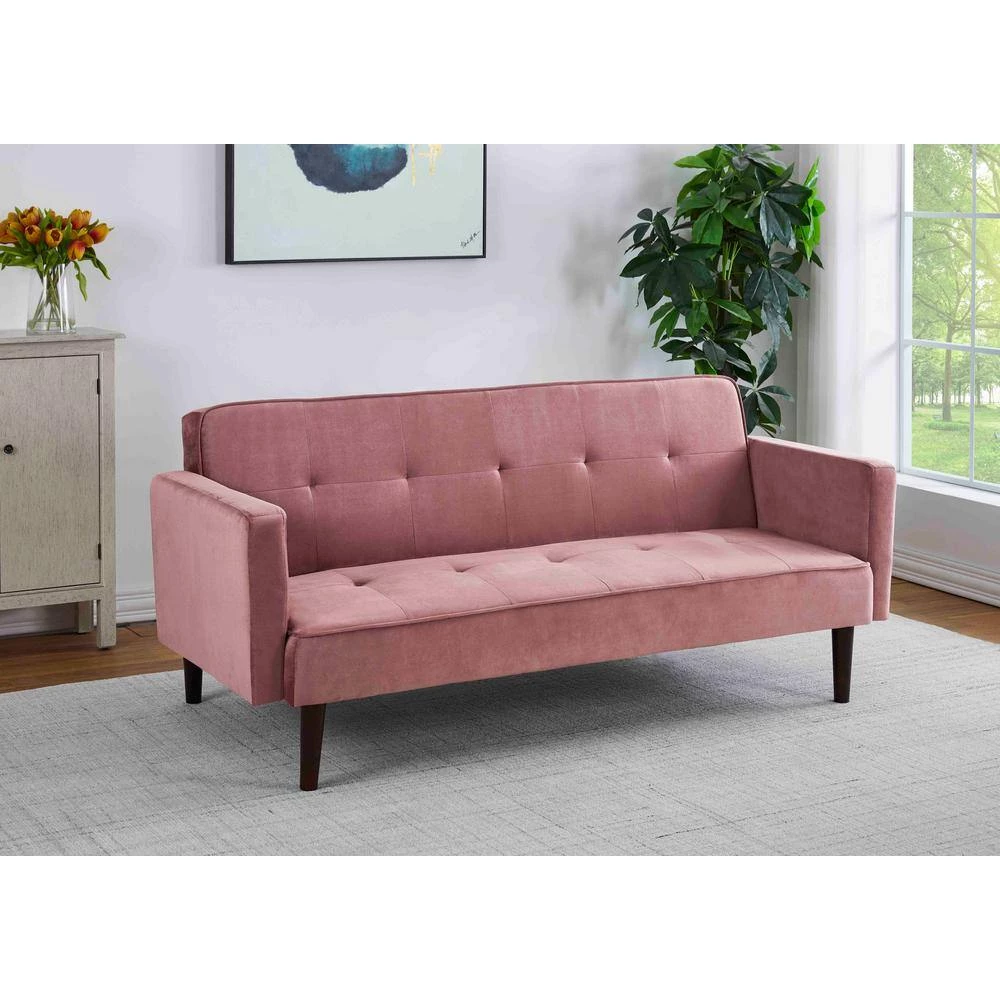 Taylor 72 in. W Rose 2-Seats Tufted Velvet Sofa Bed Sleeper by US Pride Furniture 7 Taylor 72 in. W Rose 2-Seats Tufted Velvet Sofa Bed Sleeper by US Pride Furniture - Image 5