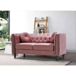 Vivian 75.98 in. Rose Classic Velvet 3-Seats Chesterfield Sofa with Nailheads by US Pride Furniture -US Pride Furniture Shop rose us pride furniture sofas couches s5611 s h1 31 1000
