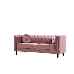 Vivian 75.98 in. Rose Classic Velvet 3-Seats Chesterfield Sofa with Nailheads by US Pride Furniture -US Pride Furniture Shop rose us pride furniture sofas couches s5611 s h1 c3 1000