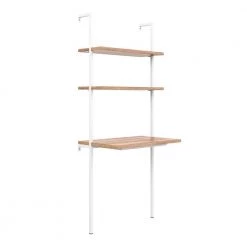 Theo Rustic Oak and White 2-Shelf Wall-Mount Ladder Writing Desk Table Small Computer Table Bookcase by Nathan James -US Pride Furniture Shop rustic oak white nathan james bookcases bookshelves 55502 76 1000
