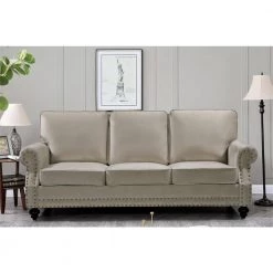 Ramos Beige Nailhead Velvet Sofa by US Pride Furniture 7 Ramos Beige Nailhead Velvet Sofa by US Pride Furniture -US Pride Furniture Shop s5676 s us pride furniture sofas couches s5676 s 31 1000