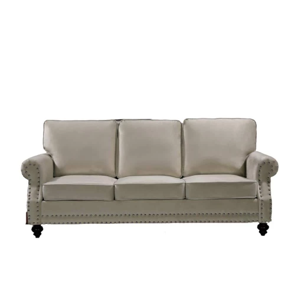 Ramos Beige Nailhead Velvet Sofa by US Pride Furniture 3 Ramos Beige Nailhead Velvet Sofa by US Pride Furniture