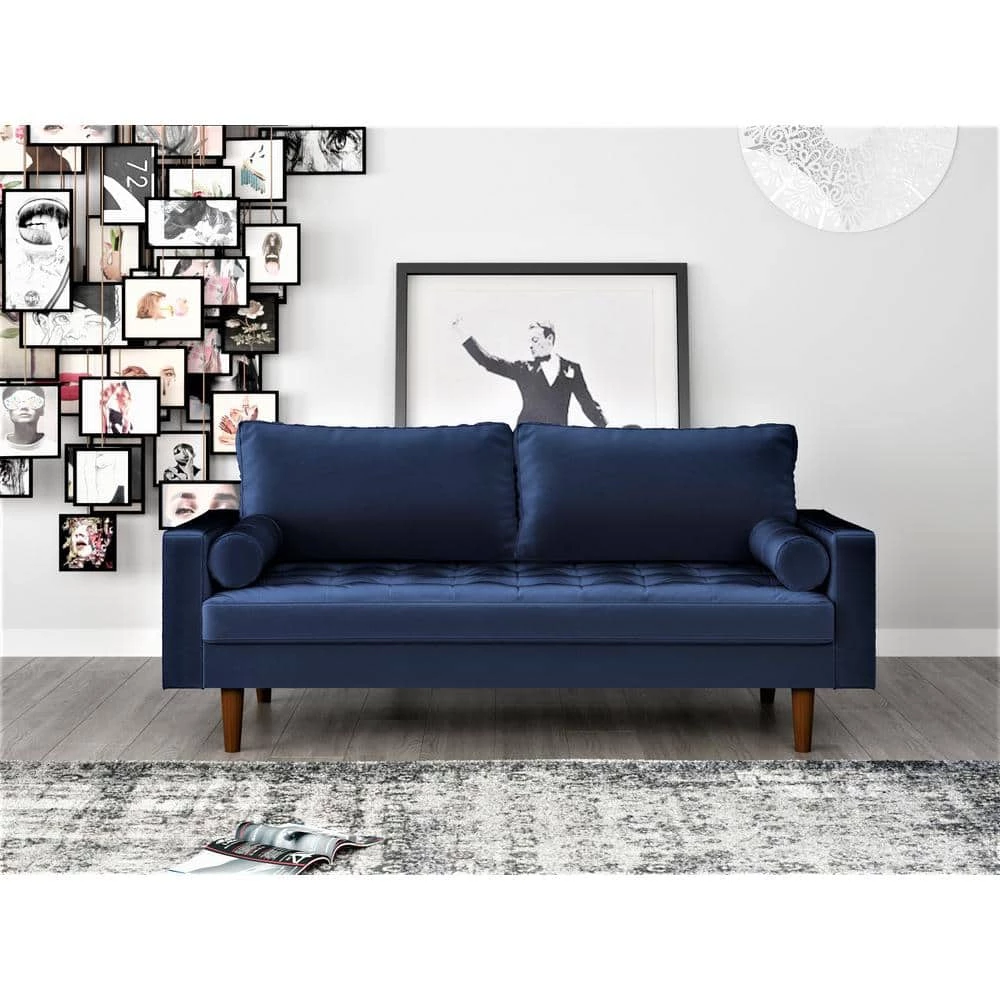 Womble 69.7 in. Space Blue Velvet 2-Seater Lawson Sofa with Square Arms by US Pride Furniture 7 Womble 69.7 in. Space Blue Velvet 2-Seater Lawson Sofa with Square Arms by US Pride Furniture - Image 5