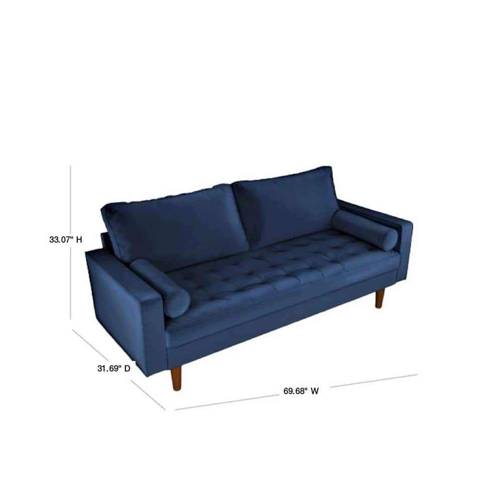 Womble 69.7 in. Space Blue Velvet 2-Seater Lawson Sofa with Square Arms by US Pride Furniture 5 Womble 69.7 in. Space Blue Velvet 2-Seater Lawson Sofa with Square Arms by US Pride Furniture - Image 3