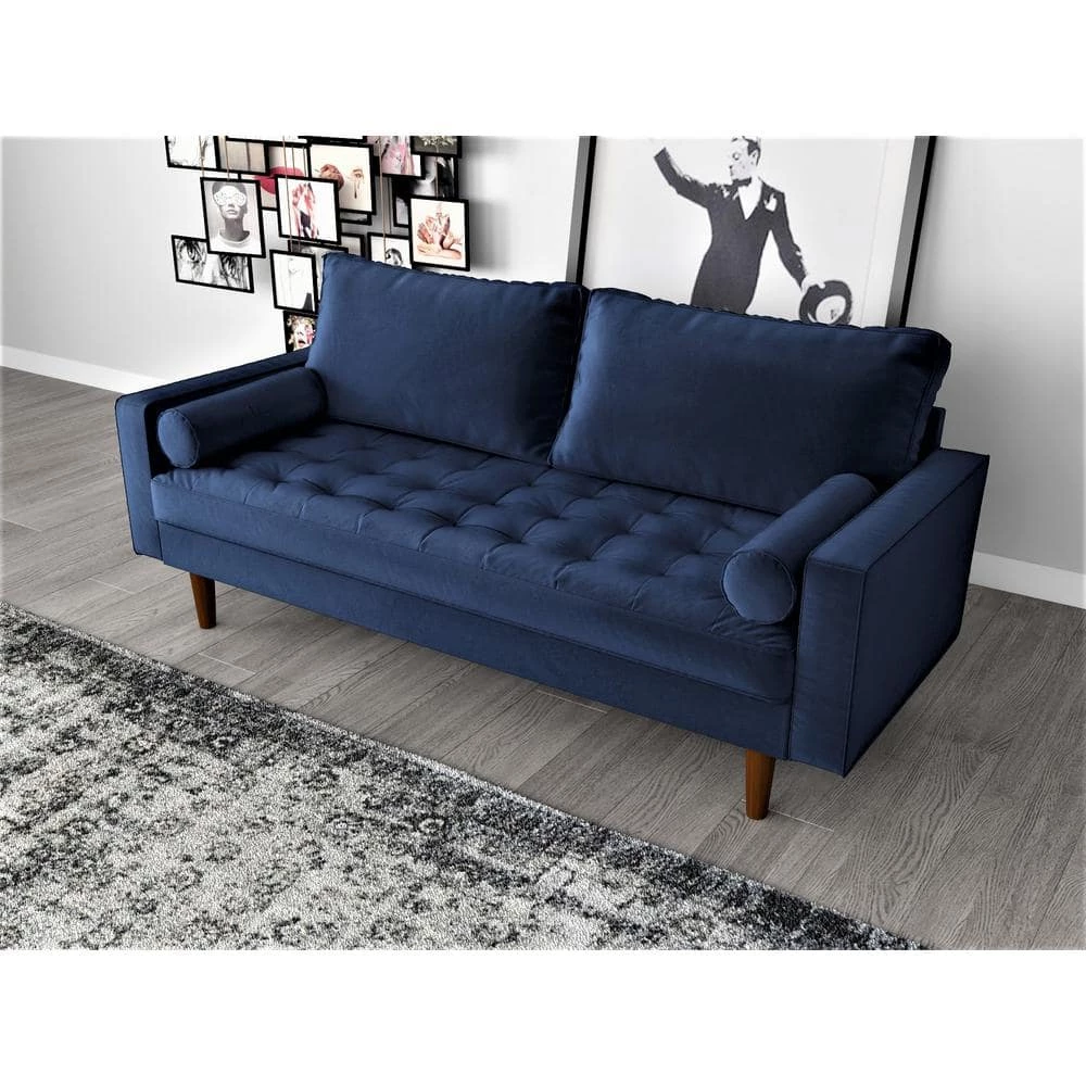 Womble 69.7 in. Space Blue Velvet 2-Seater Lawson Sofa with Square Arms by US Pride Furniture 6 Womble 69.7 in. Space Blue Velvet 2-Seater Lawson Sofa with Square Arms by US Pride Furniture - Image 4