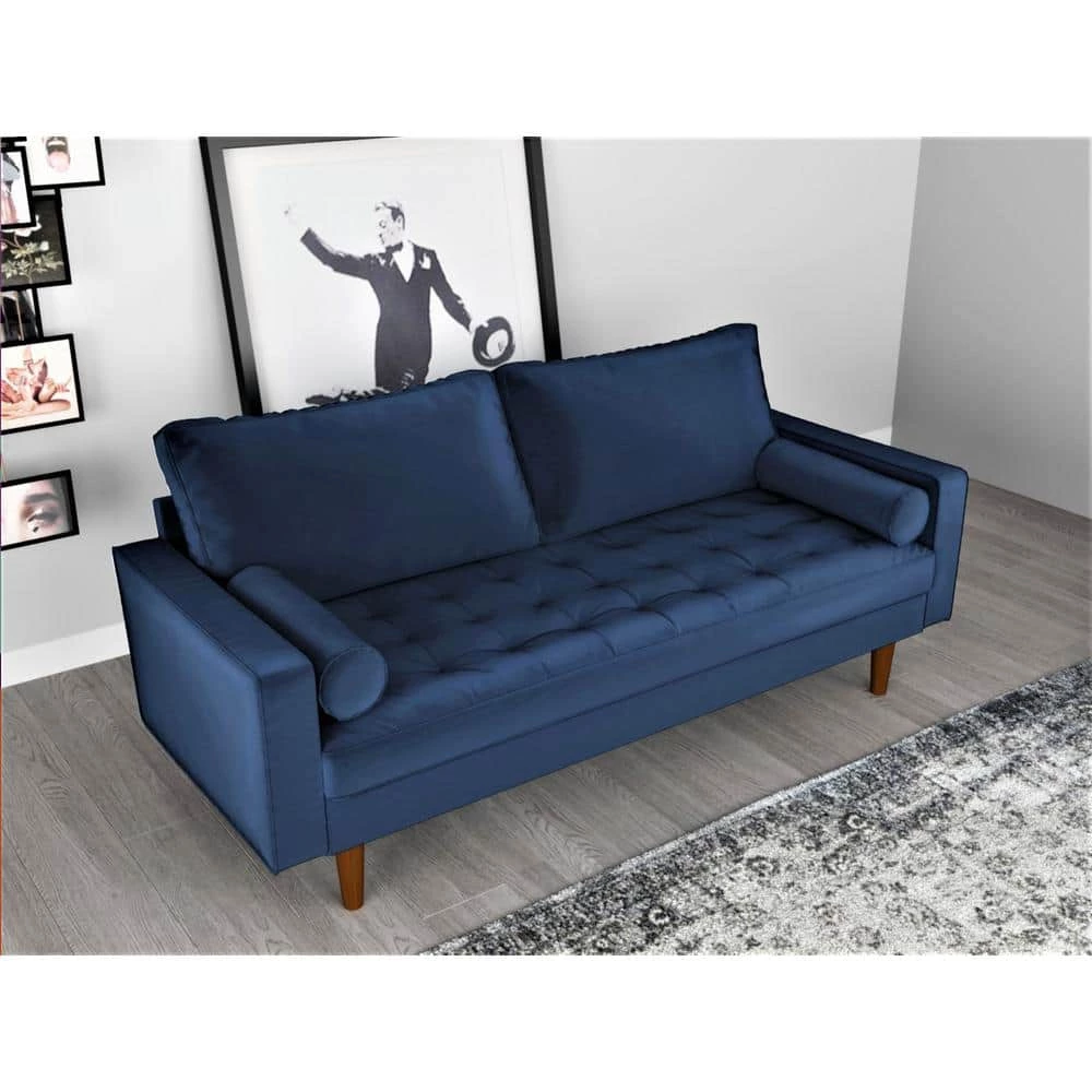 Womble 69.7 in. Space Blue Velvet 2-Seater Lawson Sofa with Square Arms by US Pride Furniture 4 Womble 69.7 in. Space Blue Velvet 2-Seater Lawson Sofa with Square Arms by US Pride Furniture - Image 2