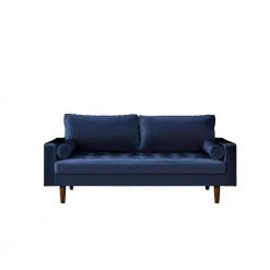 Lincoln 69.68 in. Space Blue Velvet 3-Seats Lawson Sofa with Removable Cushions by US Pride Furniture