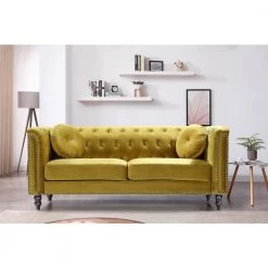 Vivian Strong Yellow Classic Velvet Kittleson Nailhead Chesterfield Sofa by US Pride Furniture 11 Vivian Strong Yellow Classic Velvet Kittleson Nailhead Chesterfield Sofa by US Pride Furniture -US Pride Furniture Shop strong yellow us pride furniture sofas couches s5612 s 31 1000