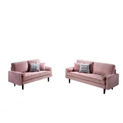 Civa velvet 2-Piece Tea RoseLiving Room Set Sofa and Loveseat by US Pride Furniture