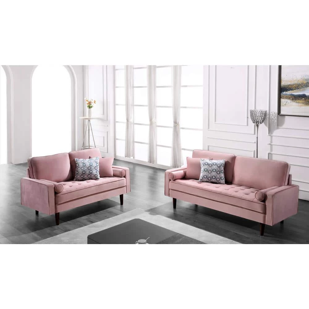 Civa velvet 2-Piece Tea RoseLiving Room Set Sofa and Loveseat by US Pride Furniture 5 Civa velvet 2-Piece Tea RoseLiving Room Set Sofa and Loveseat by US Pride Furniture - Image 3