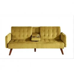 US Pride Furniture Shop 29 Thomas 72 in. Vivid Yellow Velvet 2-Seats Twin Sofa Beds by US Pride Furniture