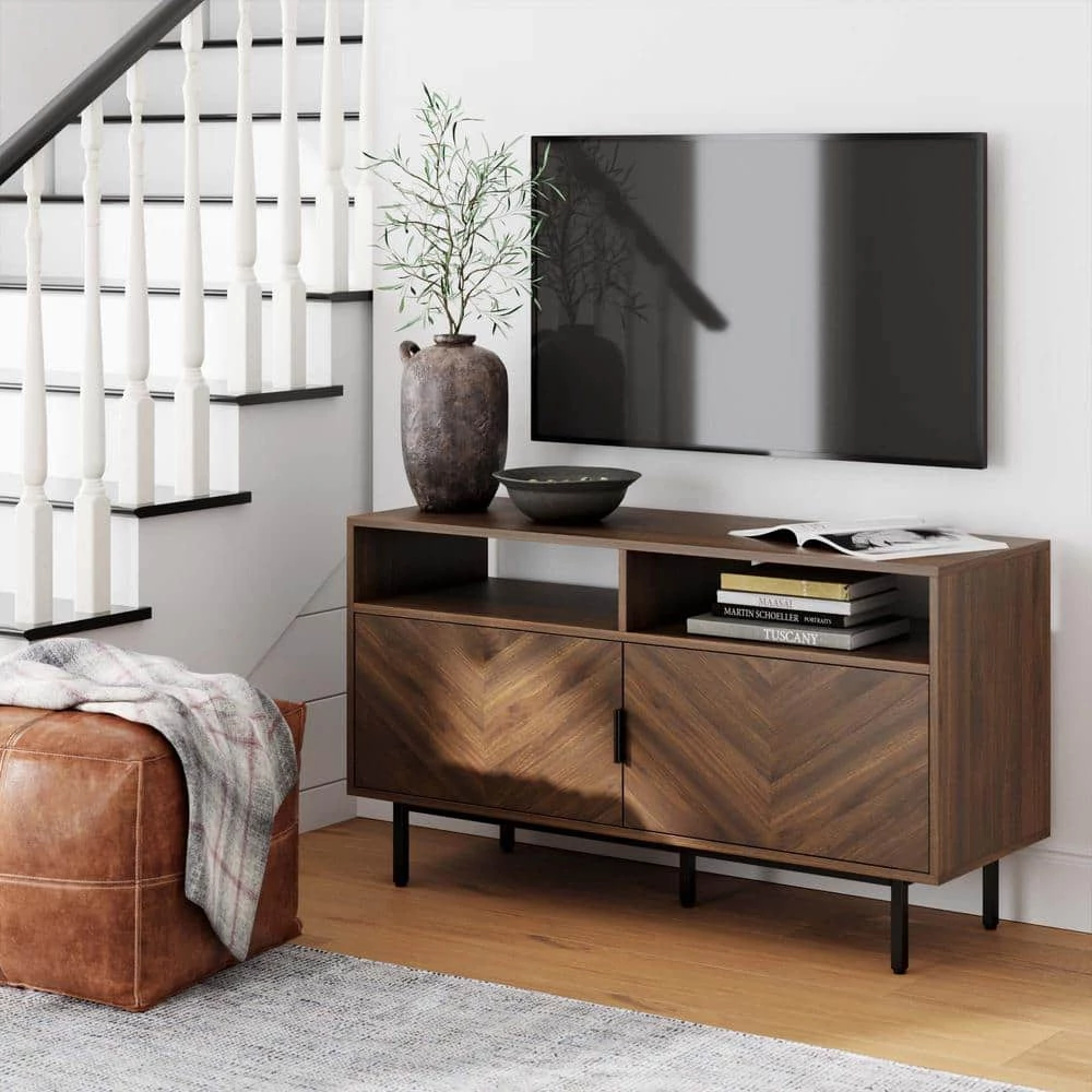 Izsak 44 in. Walnut TV Stand Media Console Cabinet with Storage for Living Room or Entryway Fits TVs Up to 53 in. by Nathan James 9 Izsak 44 in. Walnut TV Stand Media Console Cabinet with Storage for Living Room or Entryway Fits TVs Up to 53 in. by Nathan James - Image 7