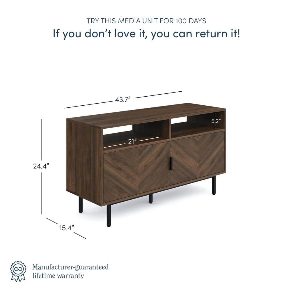 Izsak 44 in. Walnut TV Stand Media Console Cabinet with Storage for Living Room or Entryway Fits TVs Up to 53 in. by Nathan James 6 Izsak 44 in. Walnut TV Stand Media Console Cabinet with Storage for Living Room or Entryway Fits TVs Up to 53 in. by Nathan James - Image 4