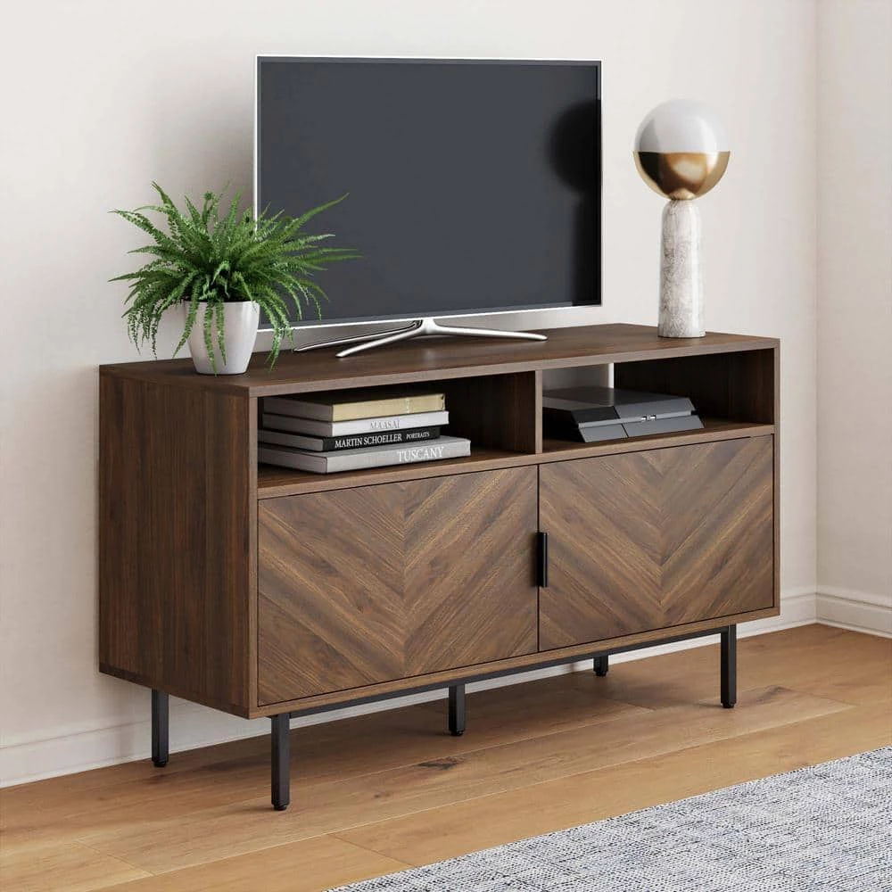 Izsak 44 in. Walnut TV Stand Media Console Cabinet with Storage for Living Room or Entryway Fits TVs Up to 53 in. by Nathan James 3 Izsak 44 in. Walnut TV Stand Media Console Cabinet with Storage for Living Room or Entryway Fits TVs Up to 53 in. by Nathan James