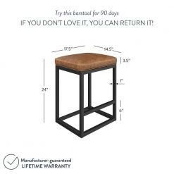 Nelson 24 in. Warm Brown Leather Cushion and Black Stainless Steel Frame Metal Bar Stool by Nathan James 13 Nelson 24 in. Warm Brown Leather Cushion and Black Stainless Steel Frame Metal Bar Stool by Nathan James -US Pride Furniture Shop warm brown black nathan james bar stools 22106 1f 1000