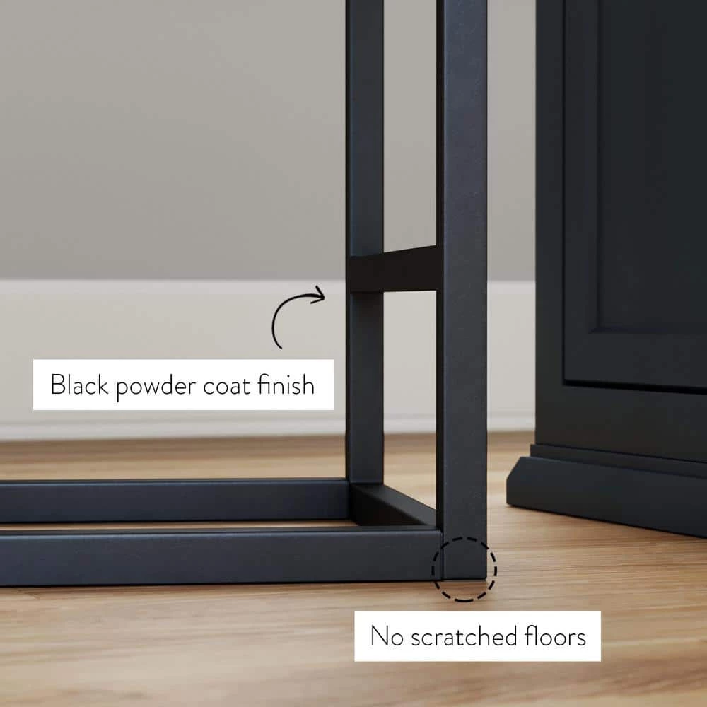 Nelson 24 in. Warm Brown Leather Cushion and Black Stainless Steel Frame Metal Bar Stool by Nathan James 8 Nelson 24 in. Warm Brown Leather Cushion and Black Stainless Steel Frame Metal Bar Stool by Nathan James - Image 6