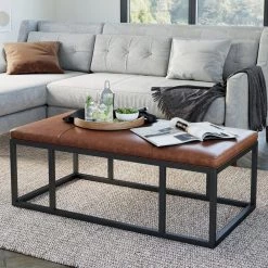 Nelson 47 in. Warm Brown/Black Large Rectangle Wood Coffee Table with Storage by Nathan James