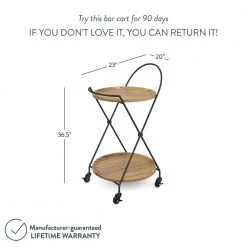 Sage 2-Tier Warm Walnut Tray and Black Metal Round Mid-Century Rolling Bar Cart or Serving Cart by Nathan James -US Pride Furniture Shop warm walnut black nathan james bar carts 45302 4f 1000