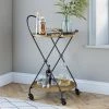 Sage 2-Tier Warm Walnut Tray and Black Metal Round Mid-Century Rolling Bar Cart or Serving Cart by Nathan James -US Pride Furniture Shop warm walnut black nathan james bar carts 45302 64 1000