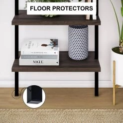 Theo Dark Walnut Brown 5-Shelf Ladder Bookcase or Bookshelf with Black Metal Frame by Nathan James -US Pride Furniture Shop warm walnut black nathan james bookcases bookshelves 65501 1d 1000