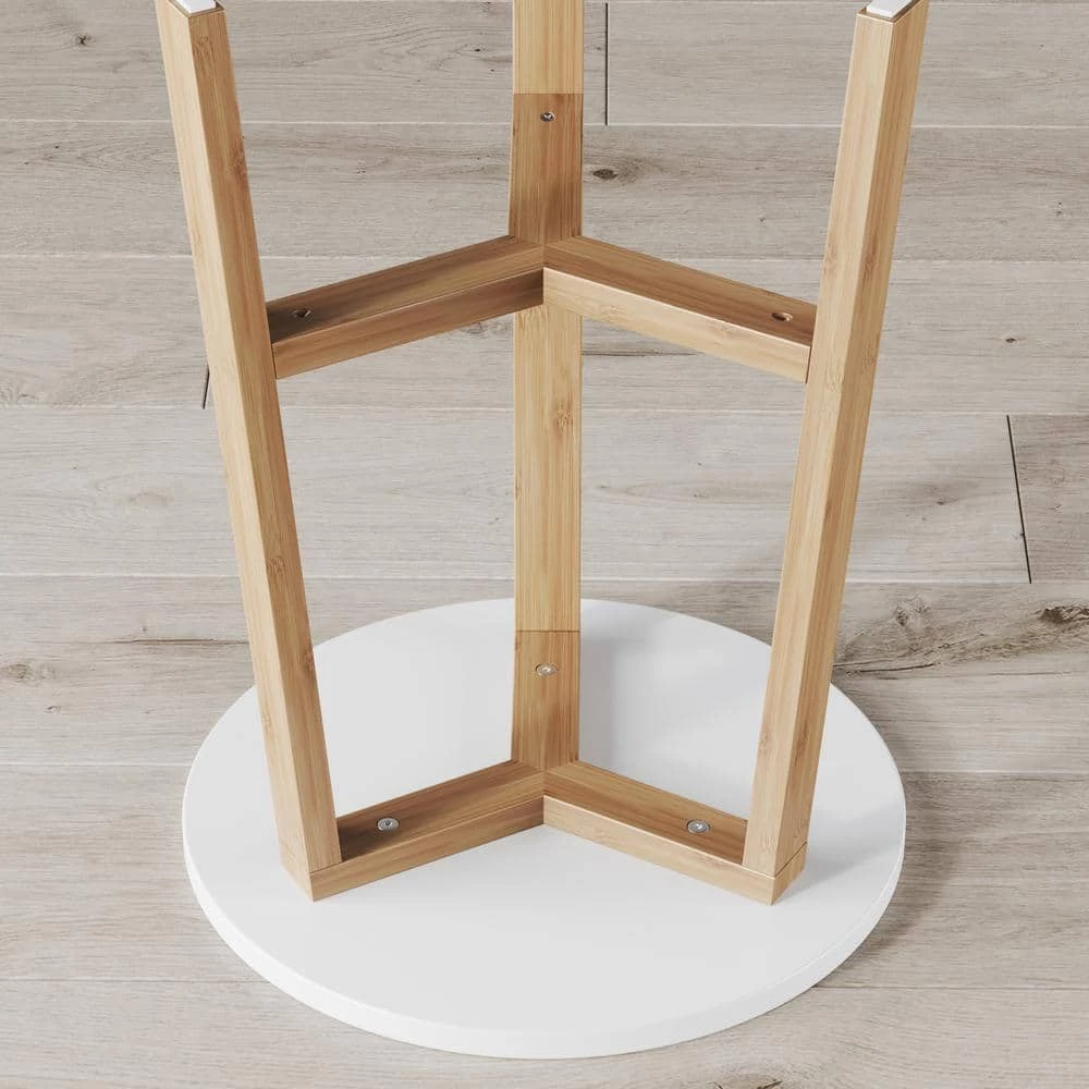 Barbara 16 in. White Round Wood End Table Accent Side Table for Living Room or Bedroom with Modern Bamboo Legs by Nathan James 7 Barbara 16 in. White Round Wood End Table Accent Side Table for Living Room or Bedroom with Modern Bamboo Legs by Nathan James - Image 6