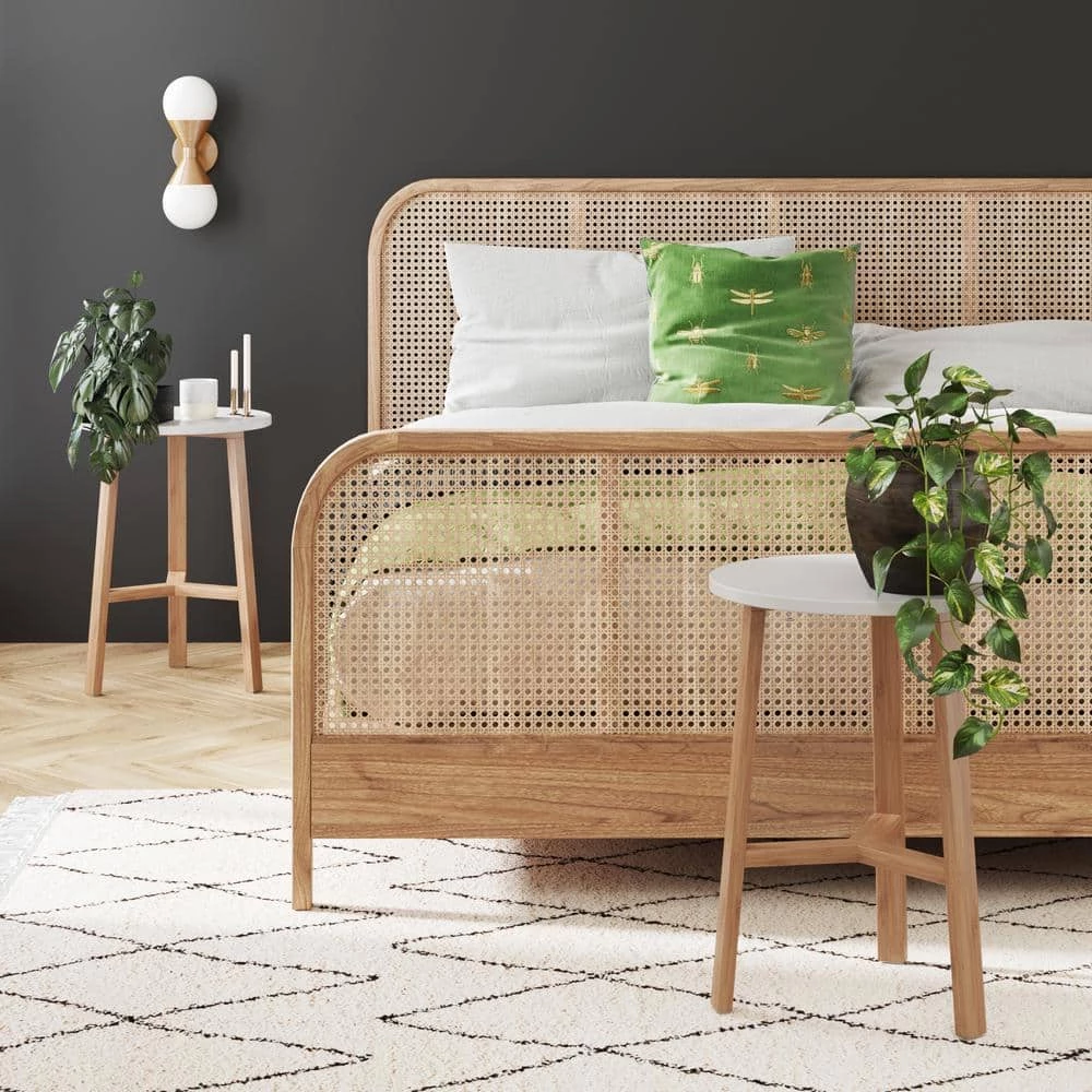 Barbara 16 in. White Round Wood End Table Accent Side Table for Living Room or Bedroom with Modern Bamboo Legs by Nathan James 9 Barbara 16 in. White Round Wood End Table Accent Side Table for Living Room or Bedroom with Modern Bamboo Legs by Nathan James - Image 8